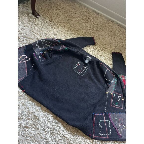 Design Originals Studio Joy Christmas Sweater Women's P/Medium Cardigan Elbow Pa - Picture 12 of 12